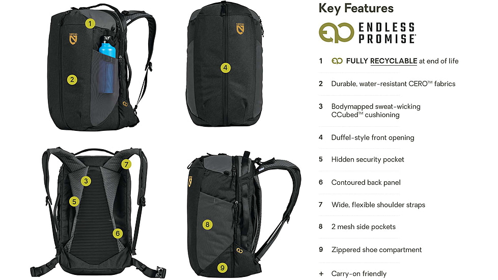 NEMO Equipment Vantage Endless Promise Backpack, Black, 40L, 811666036308