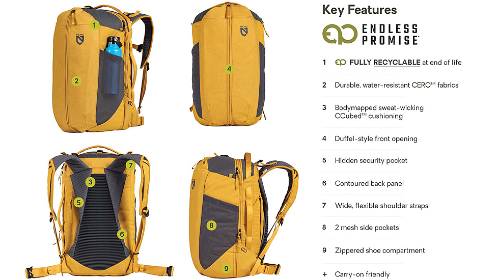 NEMO Equipment Vantage Endless Promise Backpack, Chai, 40L, 811666036315