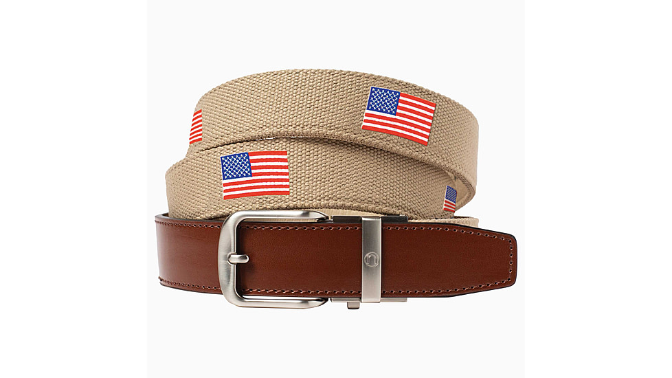 Nexbelt Embroidered USA Belt, Tan/Blue, Up to 50 Waist, CEP2272