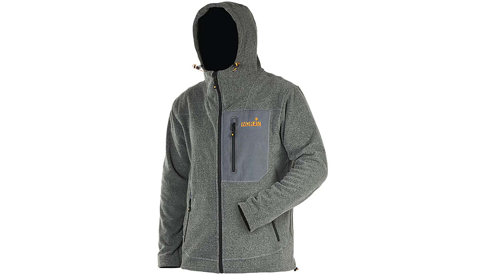 Norfin Fleece Jacket w/ Hood Onyx - Men's, Grey, Extra Large, 450004-XL