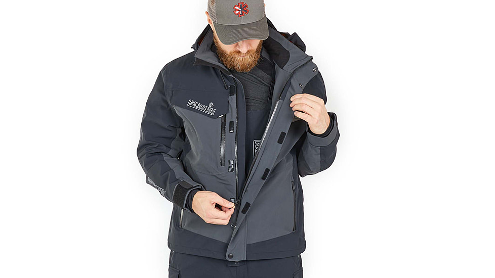 Norfin Rebel Pro Insulated Gray Rain Jacket - Men's, Gray, Large, 596003-L