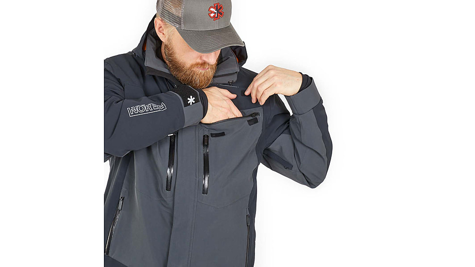 Norfin Rebel Pro Insulated Gray Rain Jacket - Men's, Gray, Large, 596003-L