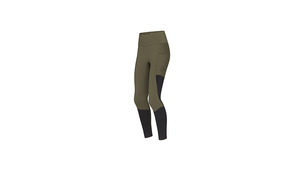Norrona Senja Equaliser Stretch Tights - Womens, Olive Night/Caviar, Medium, 5808-23-3329-M