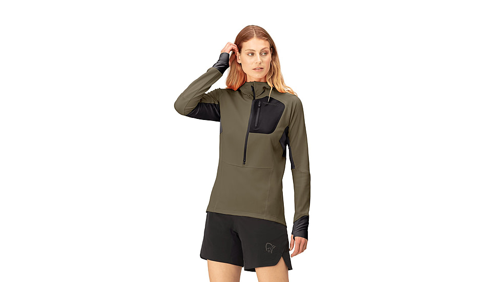 Norrona Senja Warm1 Hoodie - Womens, Olive Night, Medium, 5822-23-3301-M