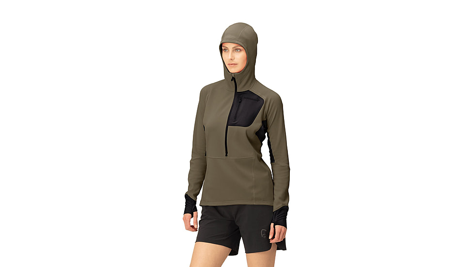 Norrona Senja Warm1 Hoodie - Womens, Olive Night, Medium, 5822-23-3301-M