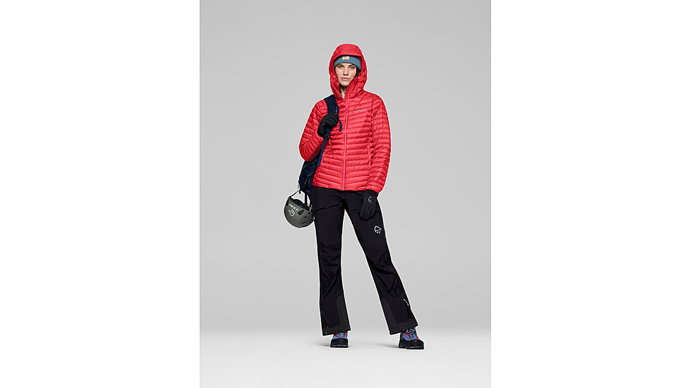Norrona Trollveggen Down800 Super Light Hood - Womens, Watermelon, Extra Small, 1617-24-1261-XS