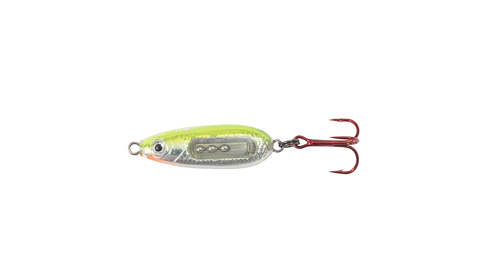Northland Fishing Tackle Glass Buck-Shot Spoon, Silver Flourescent Chartreuse, 3/32 oz, NL-GBRS2-1011