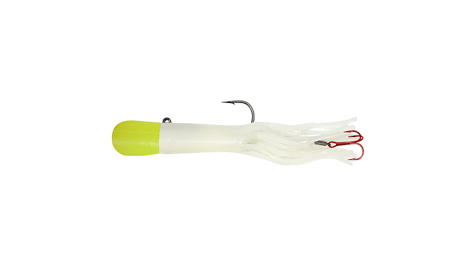 Northland Fishing Tackle Level-Head Predator Tube Lure, White/Chartruese Top, 3/4oz, NL-LHPT7-110