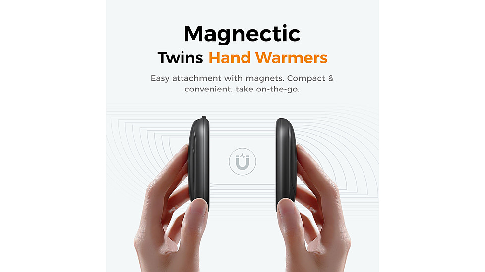 Ocoopa UT3 Liteplus Magnetic Rechargeable Hand Warmers, Black on Black, UT3053-BK-BK-Plus