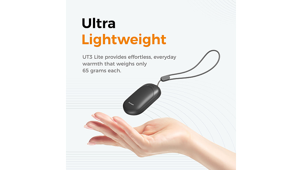 Ocoopa UT3 Liteplus Magnetic Rechargeable Hand Warmers, Black on Black, UT3053-BK-BK-Plus