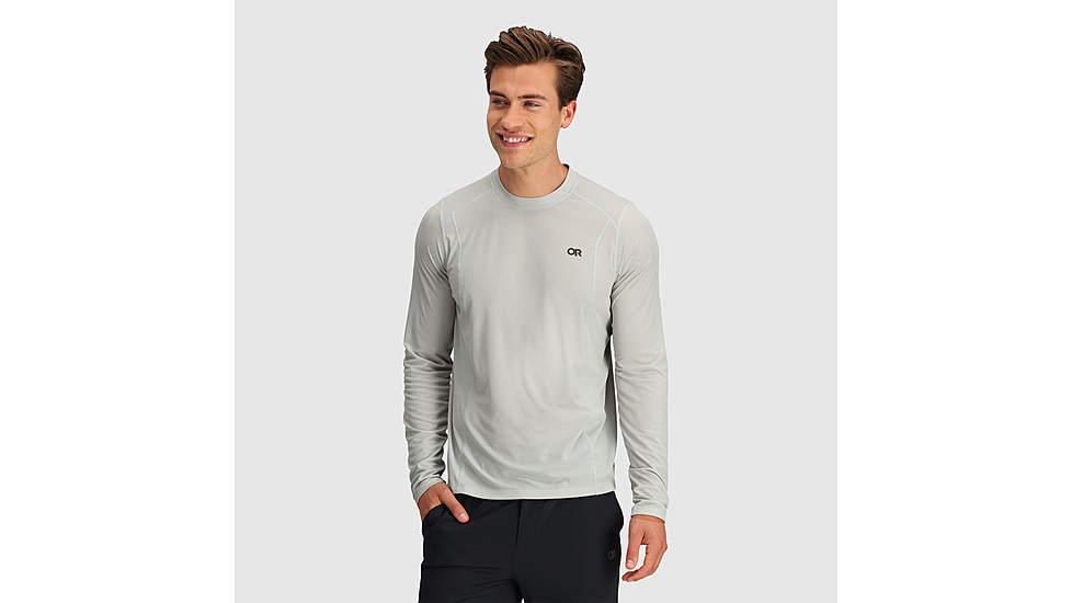 Outdoor Research Echo L/S Tee - Mens, Pebble, L, 2876271569008