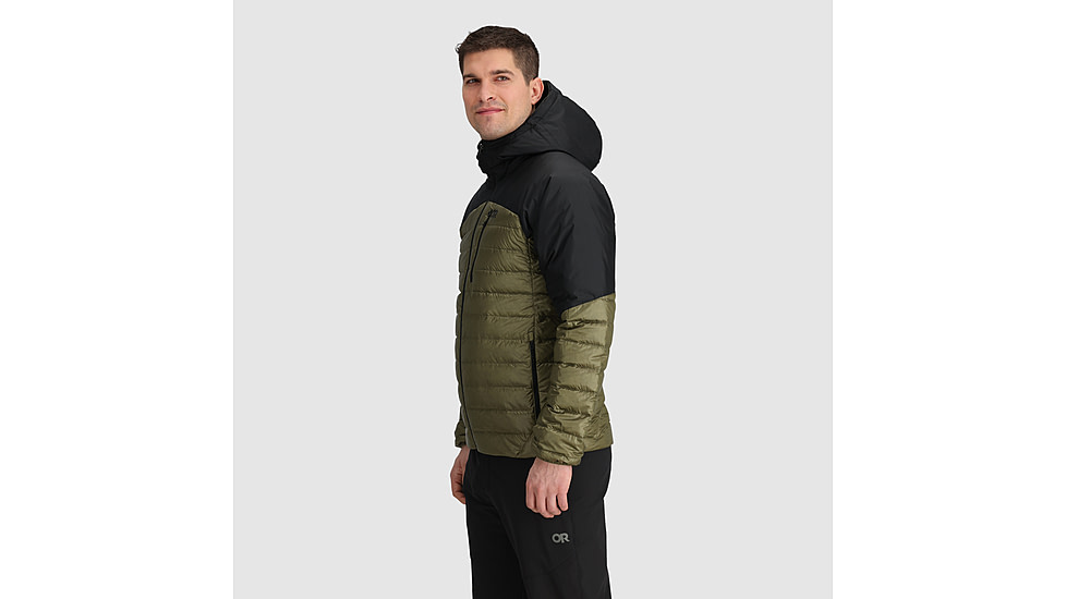 Outdoor Research Helium Down Hoodie Jacket - Mens, Ranger Green/Black, M, 2775722779007