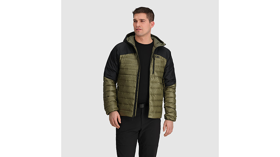 Outdoor Research Helium Down Hoodie Jacket - Mens, Ranger Green/Black, M, 2775722779007