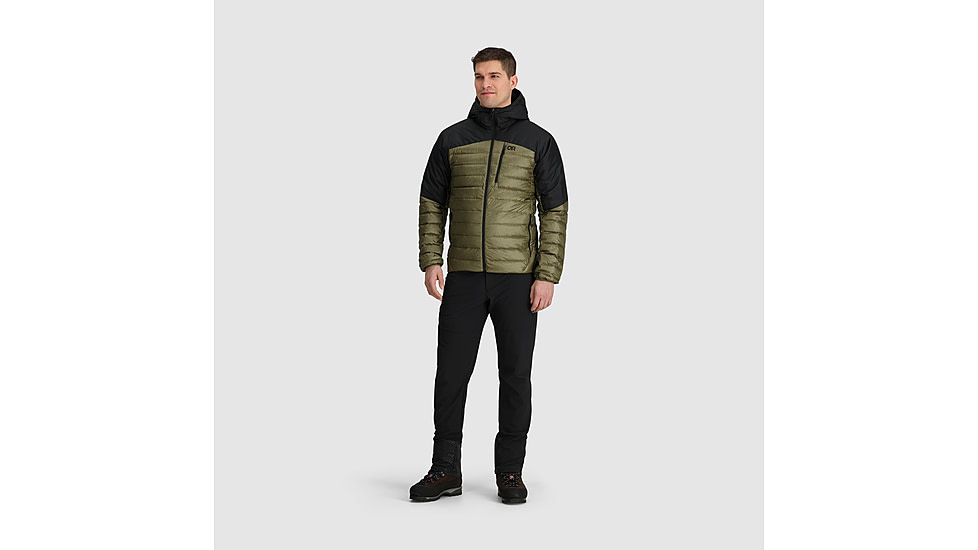 Outdoor Research Helium Down Hoodie Jacket - Mens, Ranger Green/Black, M, 2775722779007