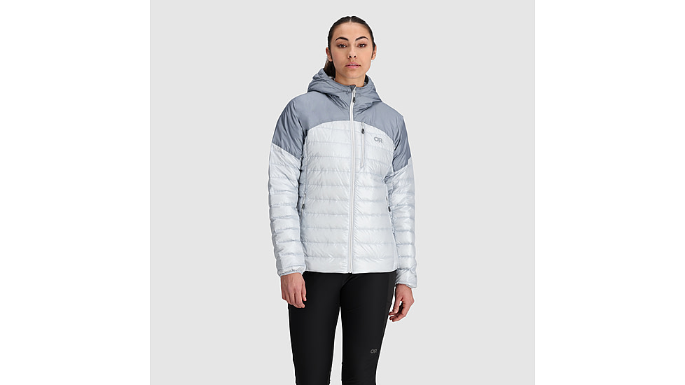 Outdoor Research Helium Down Hoodie - Womens, Titanium/Slate, Medium, 2775912383007