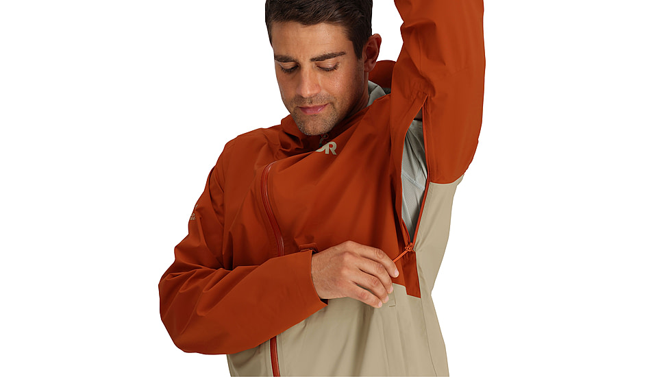 Outdoor Research Stratoburst Stretch Rain Jacket - Mens, Terra/Pro Khaki, Small, 3008932717006