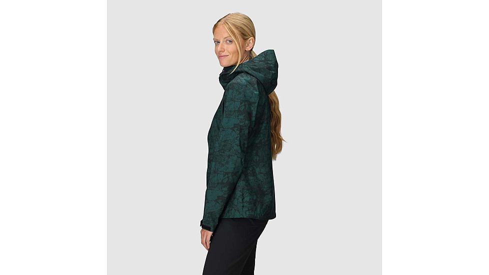 Outdoor Research Stratoburst Stretch Rain Jacket - Womens, Douglas Fir Print, Large, 3008942848008