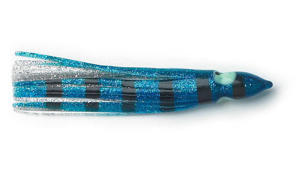 P-Line Sunrise Squid Skirt 9 1/2&quot;, Blue/Clear/Black Stripe/Silver Flake, 1/Pack, SQ95-252