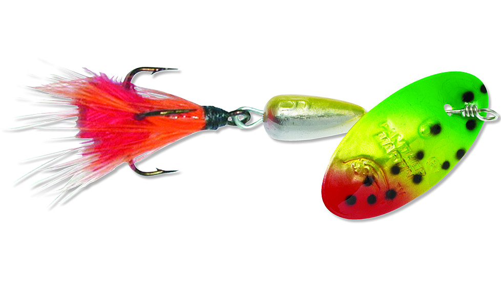 Panther Martin Holographic Fly In-Line Spinner, #4 1/8oz, Firetiger &amp; Orange Red, 4PMHF-FTOR
