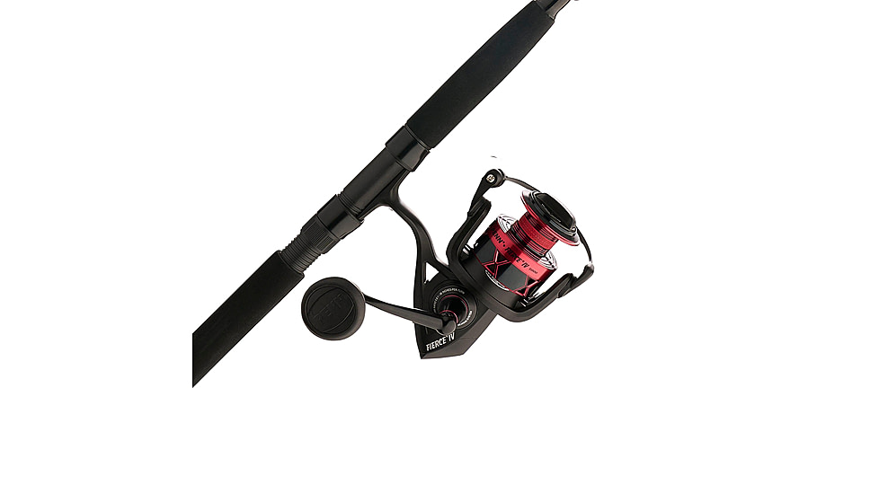 Penn Fishing Fierce IV Combo, 5.6/1, Right/Left, 5000, 7ft. Rod Length, Medium Heavy Power, Fast Action, 1 Piece Rod, Black/Red, FRCIV5000701MH