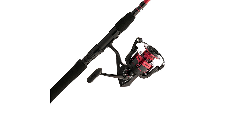 Penn Fishing Fierce IV Combo, 6.2/1, Right/Left, 4000, 7ft. Rod Length, Medium Power, Extra Fast Action, 1 Piece Rod, Black/Red, FRCIV4000701M