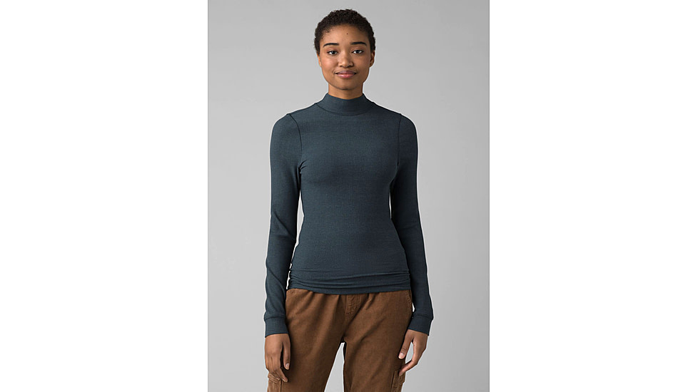 prAna Foundation Rib Mock Neck - Women's, Small, Grey Blue Heather, 1967251-400-S