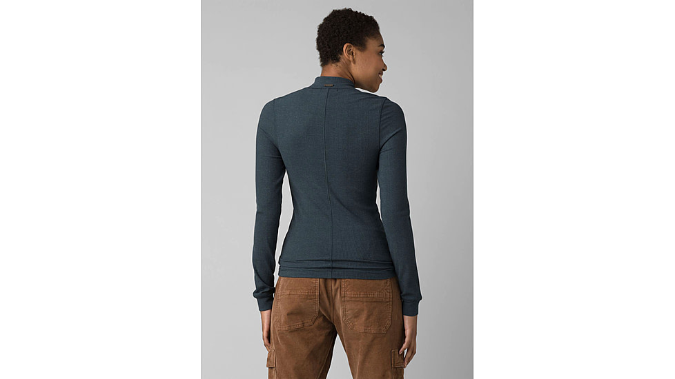 prAna Foundation Rib Mock Neck - Women's, Small, Grey Blue Heather, 1967251-400-S
