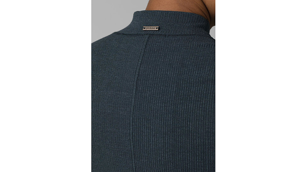 prAna Foundation Rib Mock Neck - Women's, Small, Grey Blue Heather, 1967251-400-S