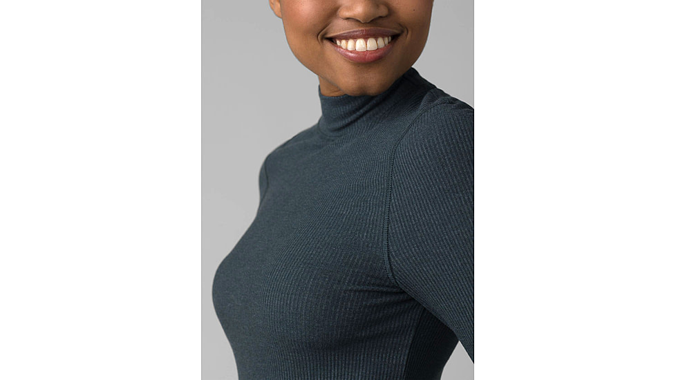 prAna Foundation Rib Mock Neck - Women's, Small, Grey Blue Heather, 1967251-400-S