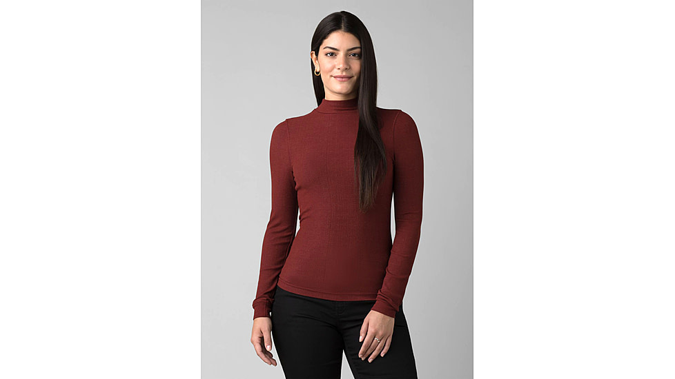 prAna Foundation Rib Mock Neck - Women's, Small, Rhubarb Heather, 1967251-600-S