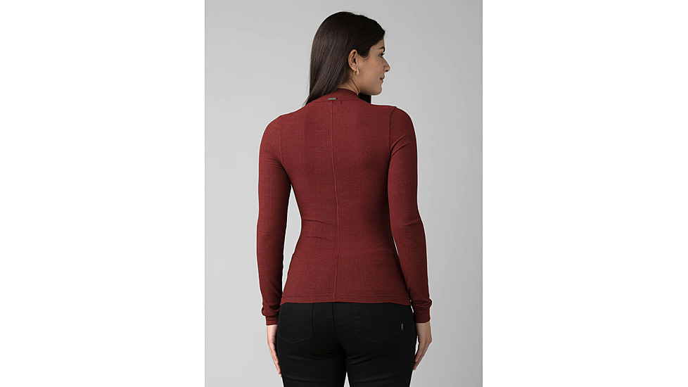 prAna Foundation Rib Mock Neck - Women's, Small, Rhubarb Heather, 1967251-600-S