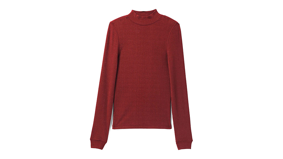prAna Foundation Rib Mock Neck - Women's, Small, Rhubarb Heather, 1967251-600-S