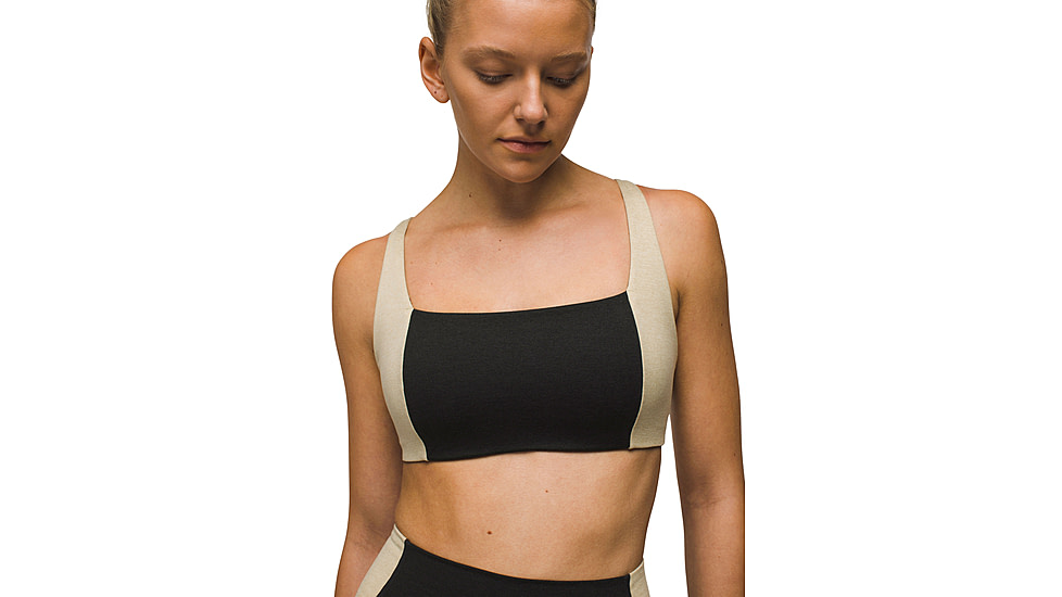 prAna Heavana Hot Spell Bra - Womens, Black / Cliffside Heather, L, 2066821-003-L