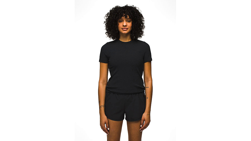 prAna Foundation Rib Tee - Womens, Black Heather, S, 1970821-001-S