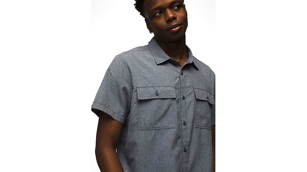 prAna Lost Sol Short Sleeve Shirts - Mens, Nautical Heather, M, 1972351-400-ST-M