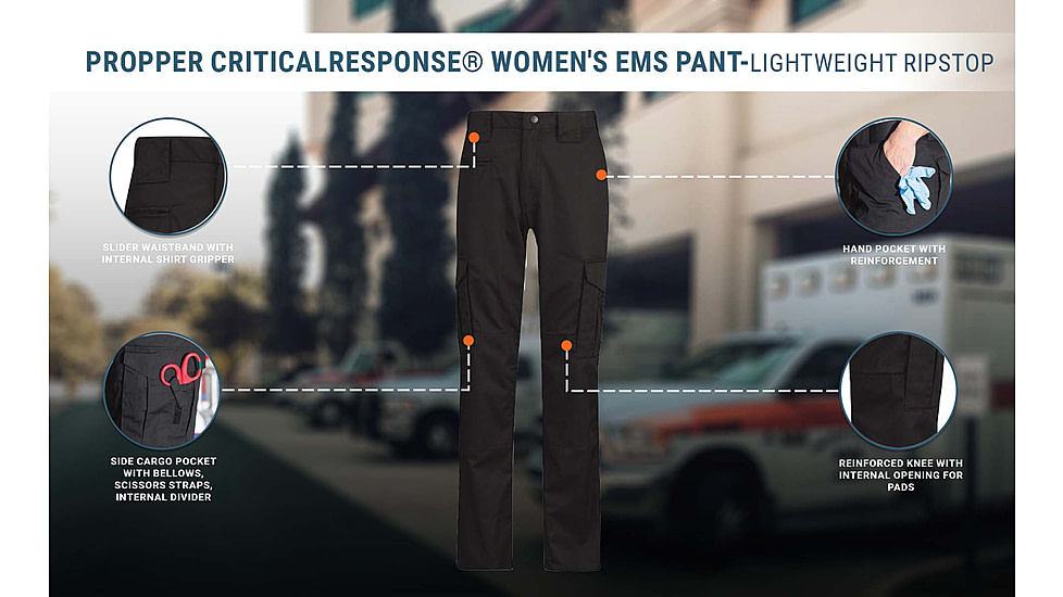 Propper CRITICALRESPONSE EMS Lightweight Ripstop Pants - Womens, Black, 22R, F52865000122R
