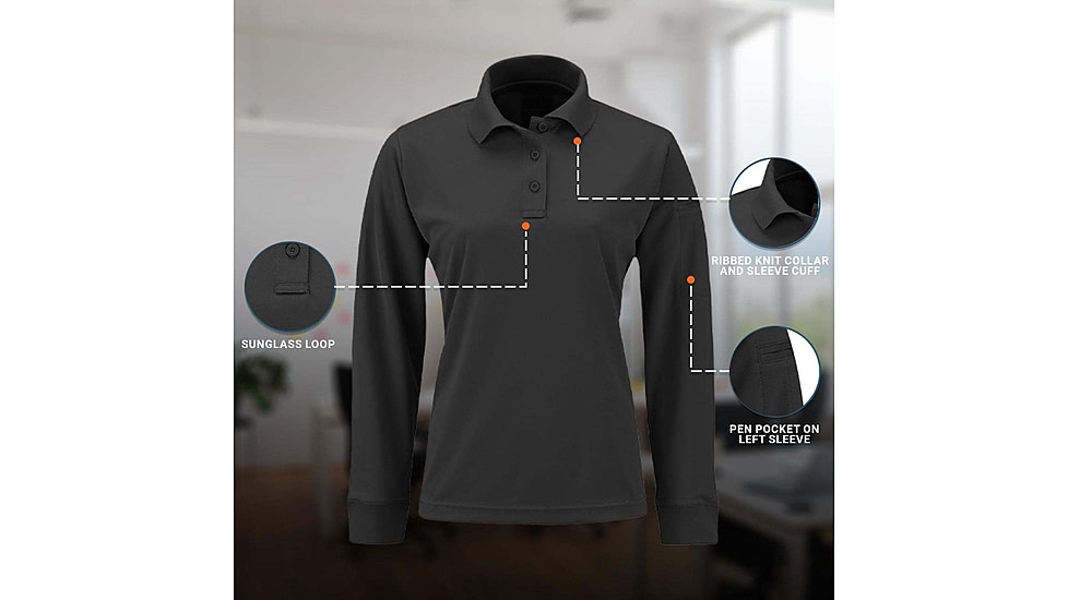 Propper Uniform Long Sleeve Polo - Womens, Charcoal, XL, F53964C015XL