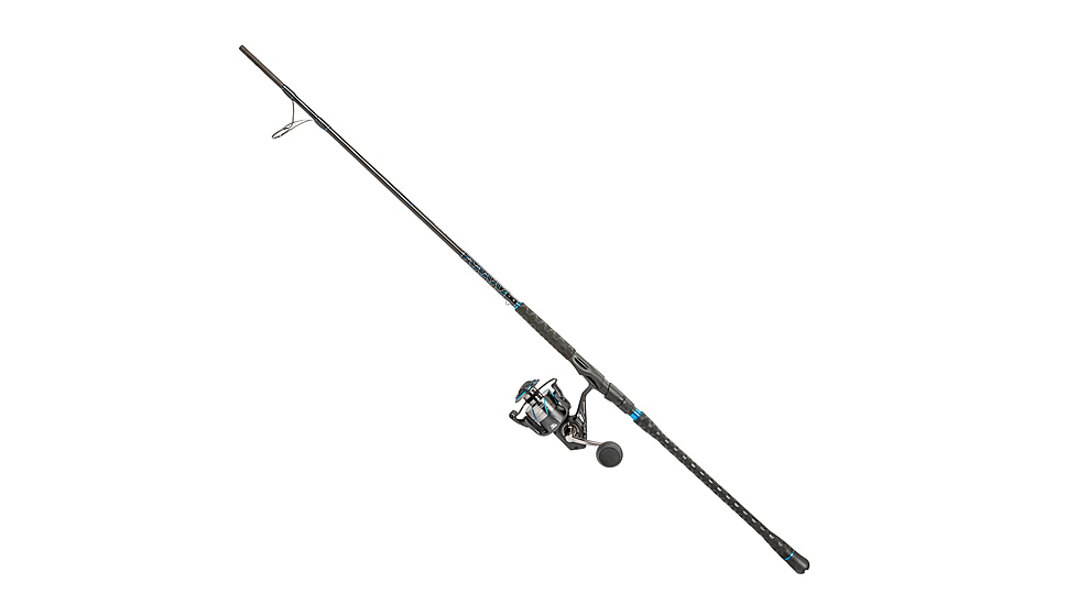 Quantum Benchmark Spinning Reel and Rod Combo, 9ft, 2-PC, Med-Heavy, Moderate-Fast Rod, Graphite Composite Blank, SZ 6000 Reel, 5+1 Bearings, 5.6-1 Ratio, Silver/Blue, BK6000902MH1530.P2