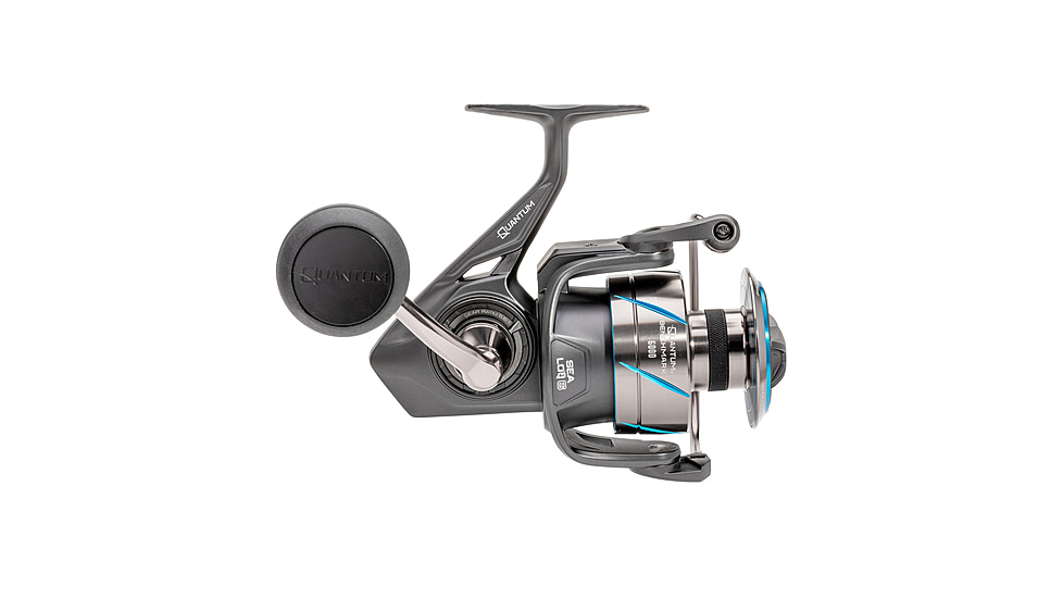 Quantum Benchmark Spinning Reel and Rod Combo, 7ft, 1-PC, Med-Heavy, Moderate-Fast Rod, Graphite Composite Blank, SZ 6000 Reel, 5+1 Bearings, 5.6-1 Ratio, Silver/Blue, BK6000701MH1225.P2