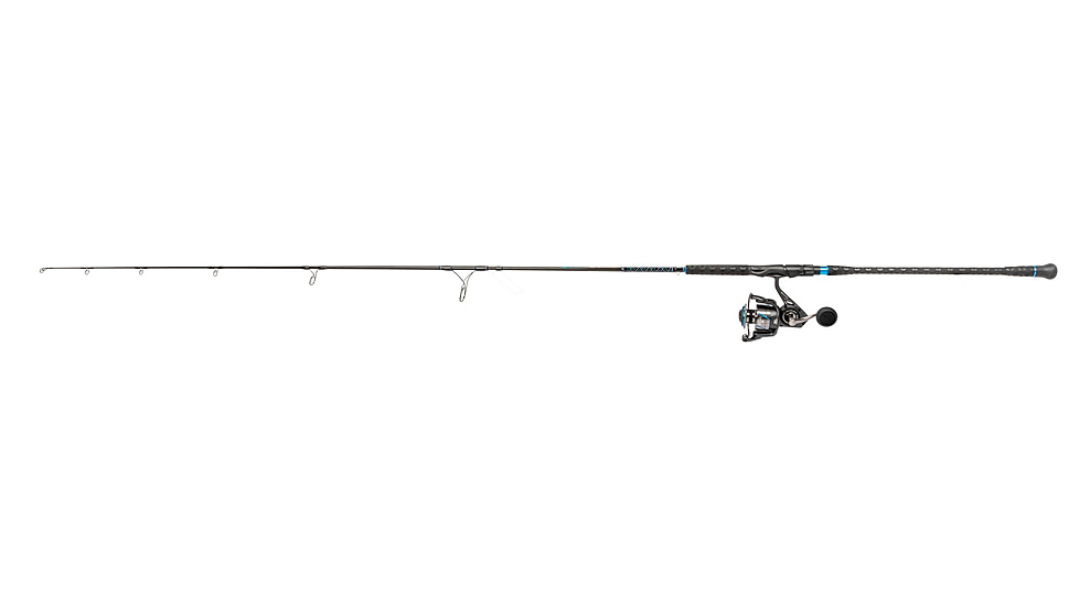 Quantum Benchmark Spinning Reel and Rod Combo, 10ft, 2-PC, Heavy, Moderate-Fast Rod, Graphite Composite Blank, SZ 8000 Reel, 5+1 Bearings, 4.7-1 Ratio, Silver/Blue, BK8000102H2040.P2