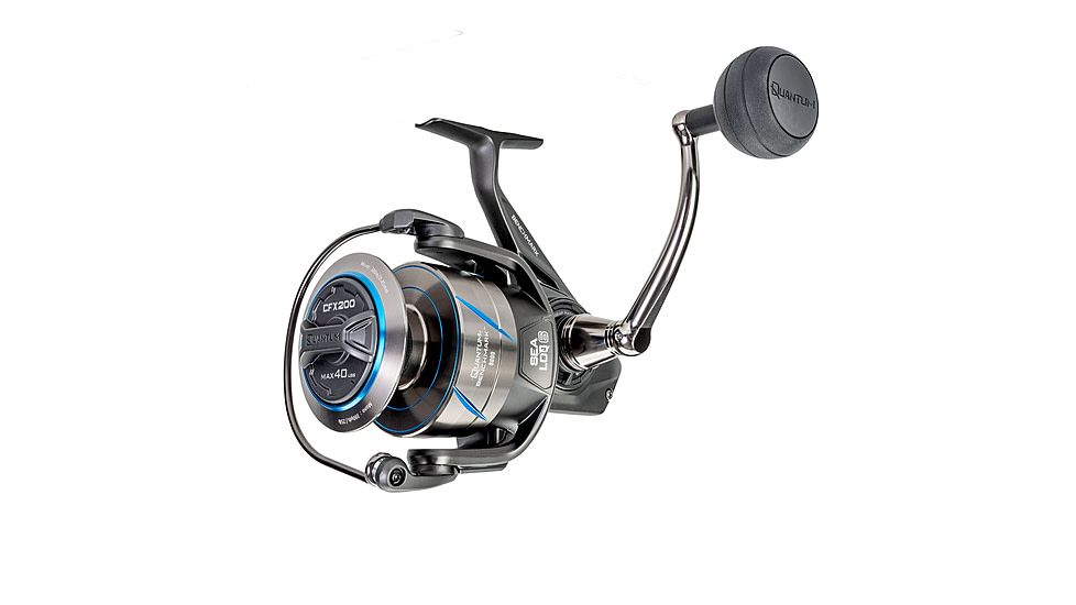 Quantum Benchmark Spinning Reel and Rod Combo, 7ft, 1-PC, Heavy, Moderate-Fast Rod, Graphite Composite Blank, SZ 8000 Reel, 5+1 Bearings, 4.7-1 Ratio, Silver/Blue, BK8000701H1530.P2