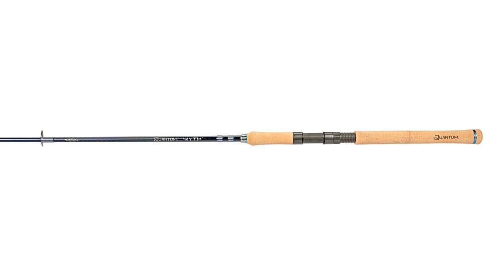 Quantum Myth Spinning Rod, 7ft, 1-PC, Medium-Heavy, Moderate-Fast Rod, HXS30 Graphite Blank, Seaguide Line Guides, Fuji DPS Reel Seat, Cork Handle, Gray/Blue, MTS701MH1220MF.R2