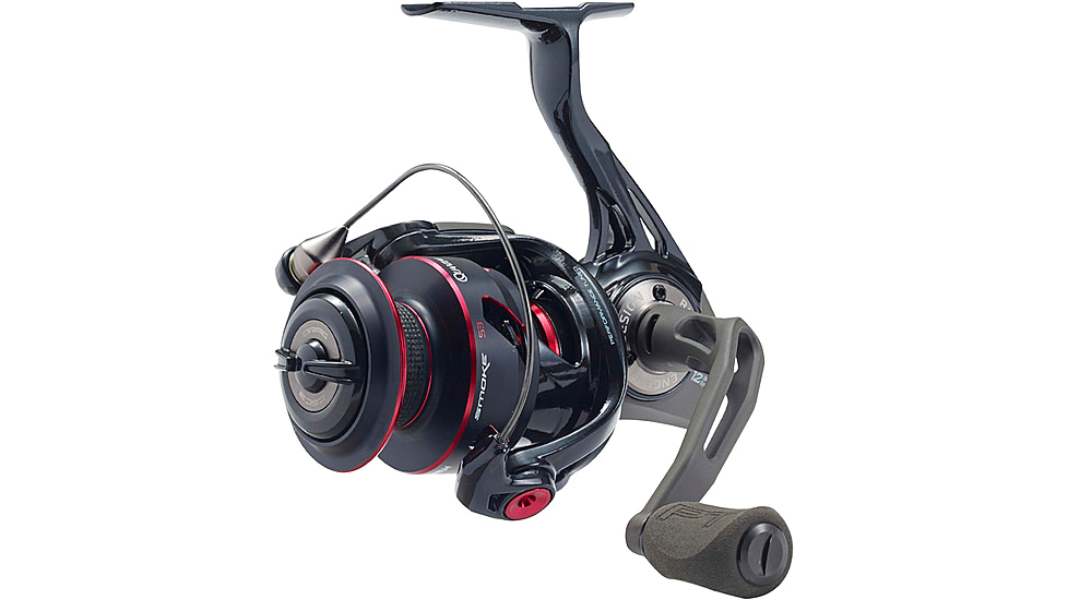 Quantum Smoke Spinning Reel, SZ 15 Reel, Changeable Righ/Left Retrieve, Continuous Anti-Reverse Clutch w/ NiTi Indestructible Bail, SCR Alloy Frame, 5.7-1 Ratio, Black, SM15XPT.BX2