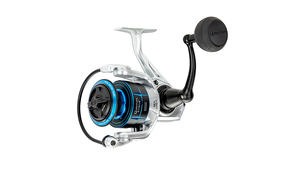 Quantum Strive Spinning Reel and Rod Combo, 7ft, 1-PC, Medium, Fast Rod, Graphite Composite Blank, SZ 5000 Reel, 4+1 Bearings, 5.6-1 Ratio, Silver/Blue, SV5000701M1220.P2