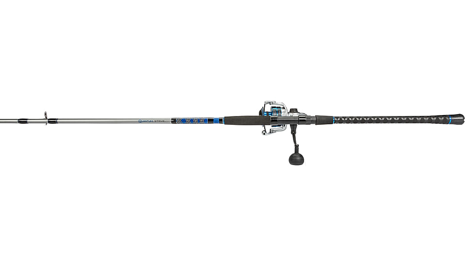 Quantum Strive Spinning Reel and Rod Combo, 9ft, 2-PC, Medium-Heavy, Moderate-Fast Rod, Graphite Composite Blank, SZ 6000 Reel, 4+1 Bearings, 5.6-1 Ratio, Silver/Blue, SV6000902MH1530.P2