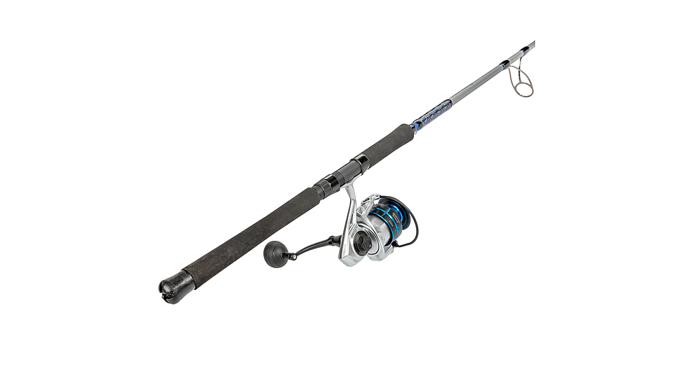 Quantum Strive Spinning Reel and Rod Combo, 7ft, 1-PC, Medium-Heavy, Moderate-Fast Rod, Graphite Composite Blank, SZ 6000 Reel, 4+1 Bearings, 5.6-1 Ratio, Silver/Blue, SV6000701MH1225.P2