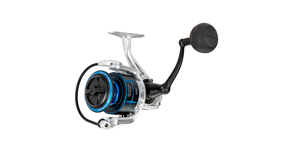 Quantum Strive Spinning Reel and Rod Combo, 7ft, 1-PC, Medium-Heavy, Moderate-Fast Rod, Graphite Composite Blank, SZ 6000 Reel, 4+1 Bearings, 5.6-1 Ratio, Silver/Blue, SV6000701MH1225.P2