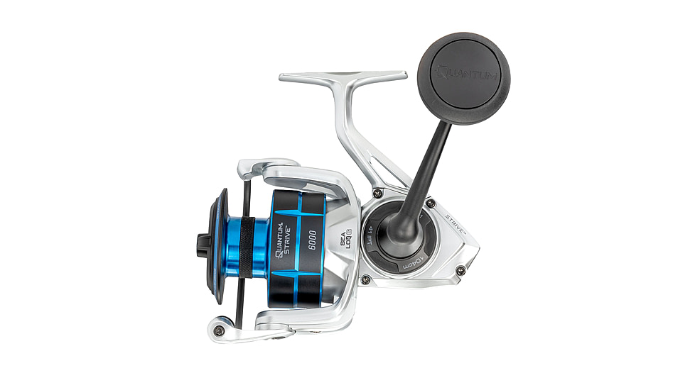 Quantum Strive Spinning Reel and Rod Combo, 7ft, 1-PC, Medium-Heavy, Moderate-Fast Rod, Graphite Composite Blank, SZ 6000 Reel, 4+1 Bearings, 5.6-1 Ratio, Silver/Blue, SV6000701MH1225.P2