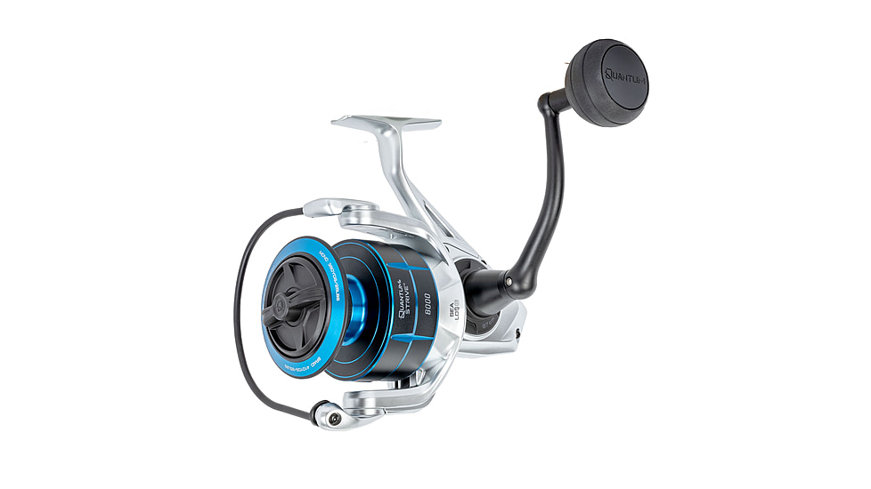 Quantum Strive Spinning Reel and Rod Combo, 10ft, 2-PC, Heavy, Moderate-Fast Rod, Graphite Composite Blank, SZ 8000 Reel, 4+1 Bearings, 4.7-1 Ratio, Silver/Blue, SV8000102H2040.P2