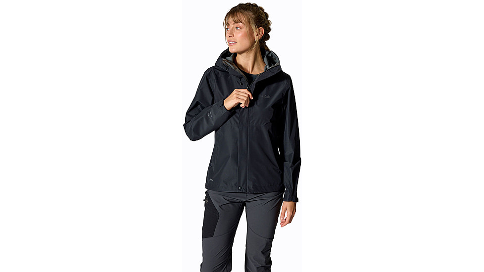 Rab Downpour Jacket - Womens, Black, 10/Small, QWI-07-BLK-10